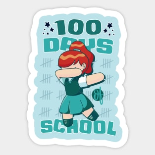 100 days of school featuring a dabbing Football #2 Sticker